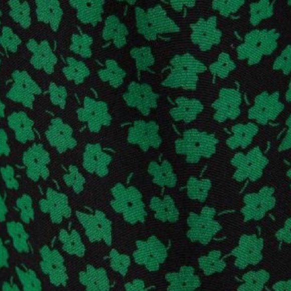 Green Black Floral Print Ruched Midi Slit Dress - Picture 3 of 3